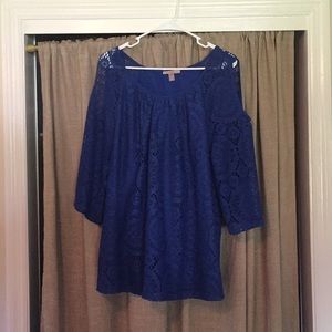 Royal Blue Cut Out Shoulder Blouse